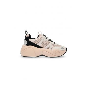 Pantofi sport cu talpa wedge si insertii din piele intoarsa Bounce