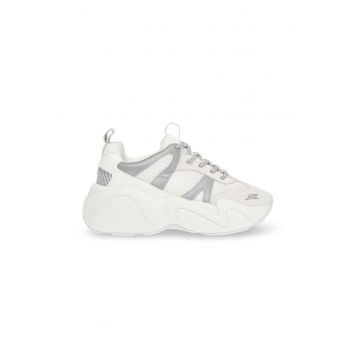 Pantofi sport cu talpa wedge si insertii din piele intoarsa Bounce