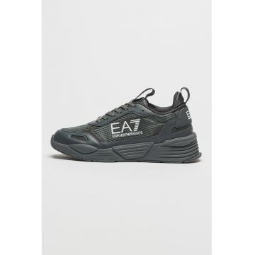 Pantofi sport de piele ecologica cu insertii de plasa