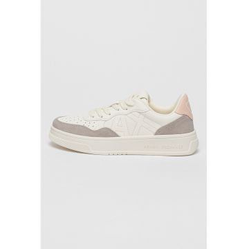Pantofi sport din piele ecologica cu garnituri din piele intoarsa