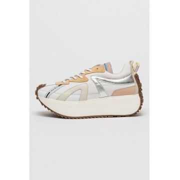 Pantofi sport flatform cu piele si piele intoarsa Maribella