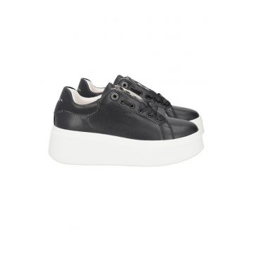 Pantofi sport flatform de piele cu insertii stralucitoare