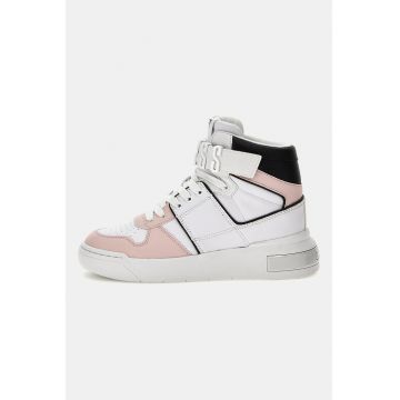 Pantofi sport mid-high din piele ecologica cu logo metalic