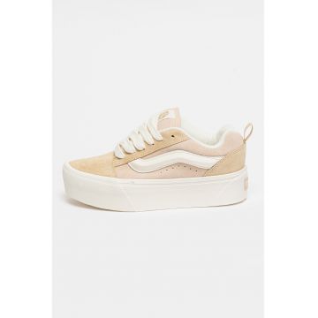 Tenisi flatform de piele intoarsa Knu Stack