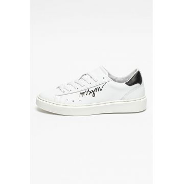 Pantofi sport de piele cu logo - Alb/Negru