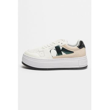 Pantofi sport cu talpa flatform si detalii de piele intoarsa