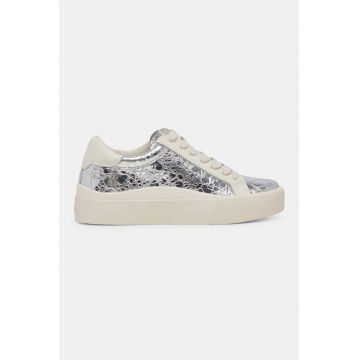 Pantofi sport cu talpa flatform si garnituri din piele