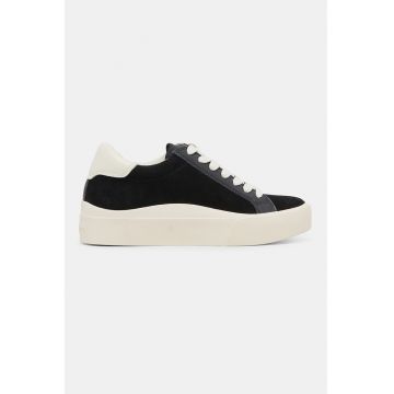 Pantofi sport cu talpa flatform si garnituri din piele