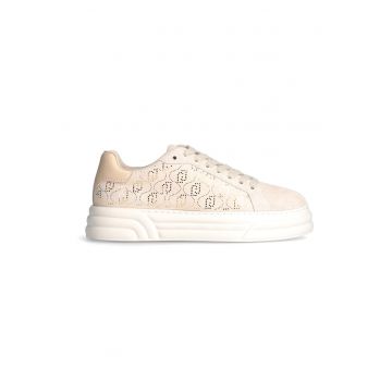 Pantofi sport de piele cu aplicatii cu strasuri