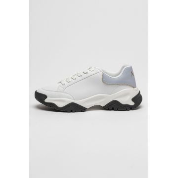 Pantofi sport de piele ecologica cu garnitura contrastanta