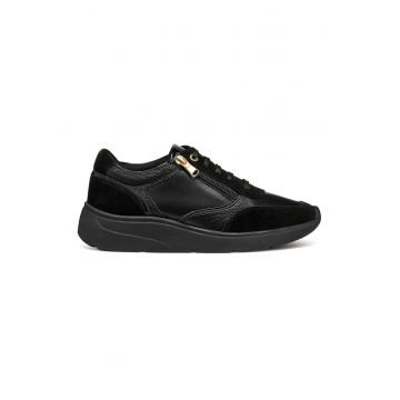 Pantofi sport de piele ecologica cu garnituri de piele intoarsa