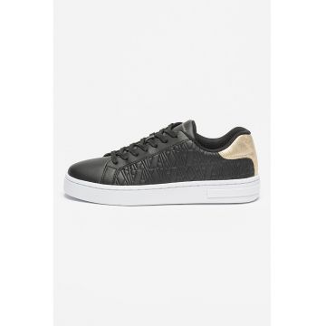 Pantofi sport de piele ecologica cu model monograma