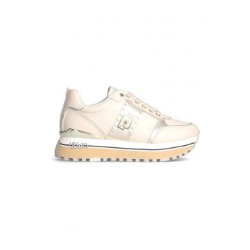 Pantofi sport de piele ecologica si piele cu detalii logo