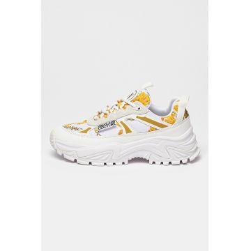 Pantofi sport demi-wedge cu garnituri de piele