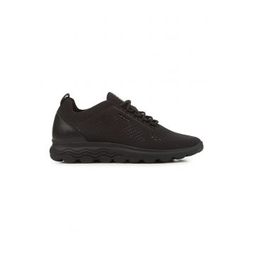Pantofi sport din plasa tricotata cu detaliu de piele - Gri antracit