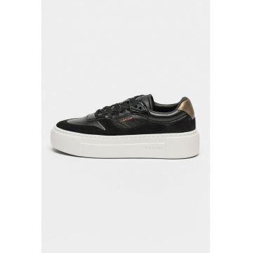 Pantofi sport flatform cu garnituri de piele intoarsa