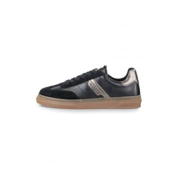 Pantofi sport low-cut de piele intoarsa si piele ecologica