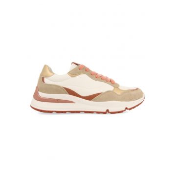 Pantofi sport colorblock cu garnituri de piele intoarsa - Portocaliu