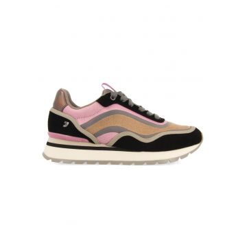 Pantofi sport colorblock cu garnituri de piele intoarsa - Violet