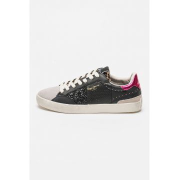Pantofi sport cu garnituri din piele intoarsa si piele