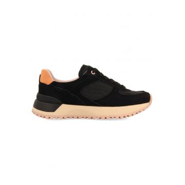 Pantofi sport cu insertii de piele intoarsa - Negru