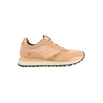 Pantofi sport cu insertii de piele intoarsa - Portocaliu persan