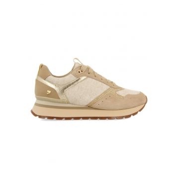 Pantofi sport cu model uni si garnituri din piele - Bej