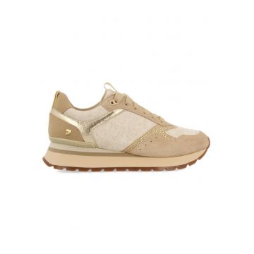 Pantofi sport cu model uni si garnituri din piele