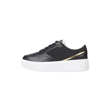 Pantofi sport cu monograma si detalii de piele