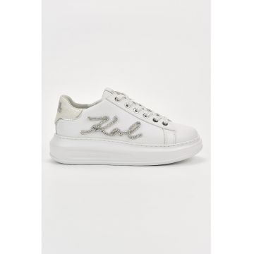 Pantofi sport cu talpa wedge de piele si detalii stralucitoare Kapri
