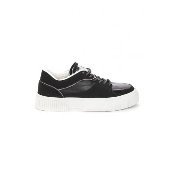 Pantofi sport de piele ecologica cu captuseala de blana shearling sintetica