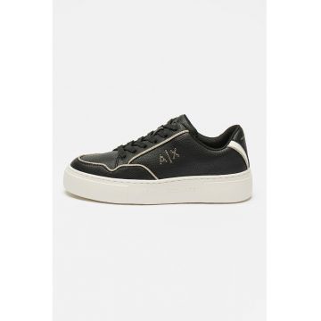 Pantofi sport de piele ecologica cu cusaturi contrastante