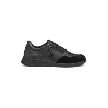 Pantofi sport de piele ecologica cu garnituri de piele intoarsa