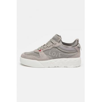 Pantofi sport din material textil cu garnituri de piele intoarsa