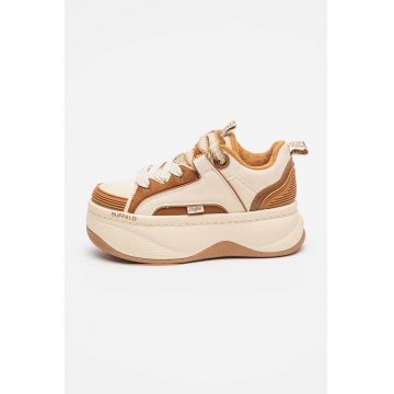 Pantofi sport flatform cu garnituri de piele ecologica Orcus