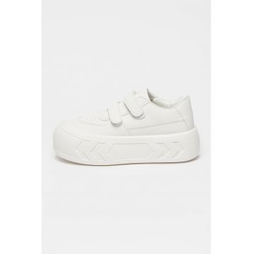 Pantofi sport flatform din piele ecologica cu benzi velcro