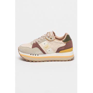 Pantofi sport low cut cu garnituri de piele intoarsa