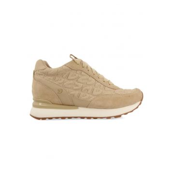 Pantofi sport mid-high cu garnituri din piele - Maro taupe