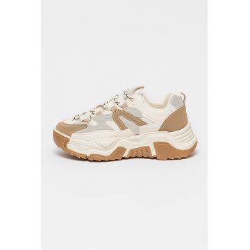 Pantofi sport wedge din piele ecologica si garnituri