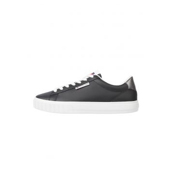 Pantofi sport de piele cu detaliu de piele ecologica