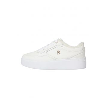 Pantofi sport de piele cu platforma si captuseala de blana