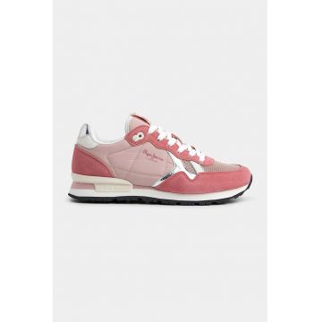 Pantofi sport de piele intoarsa si material textil