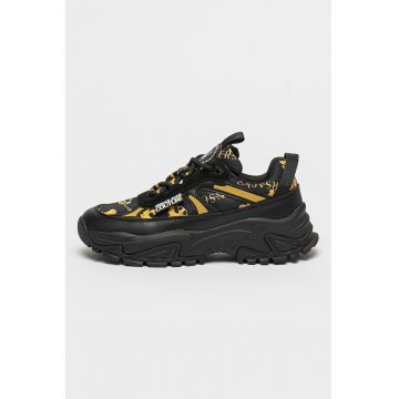 Pantofi sport demi-wedge cu garnituri de piele