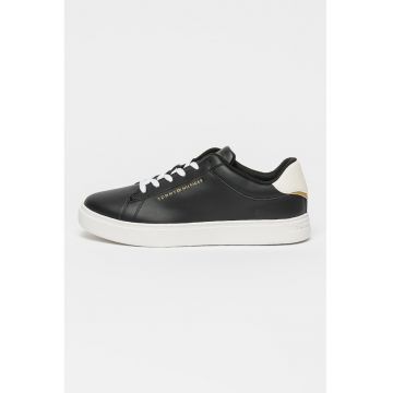 Pantofi sport din piele cu garnituri contrastante - Negru