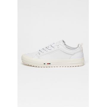 Pantofi sport din piele cu logo brodat discret - Alb optic