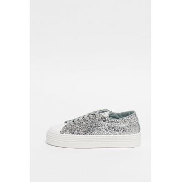 Pantofi sport flatform cu aspect stralucitor