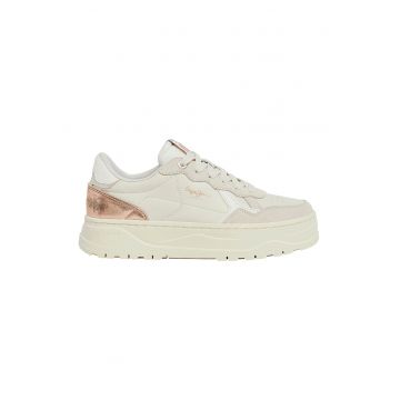 Pantofi sport flatform cu garnituri de piele