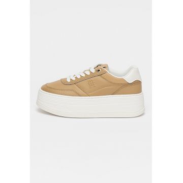 Pantofi sport flatform din piele si piele ecologica