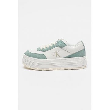 Pantofi sport flatform din piele si piele intoarsa Bold