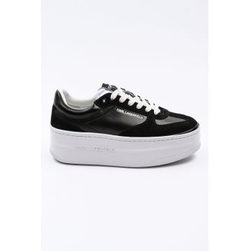Pantofi sport flatform din piele si piele intoarsa